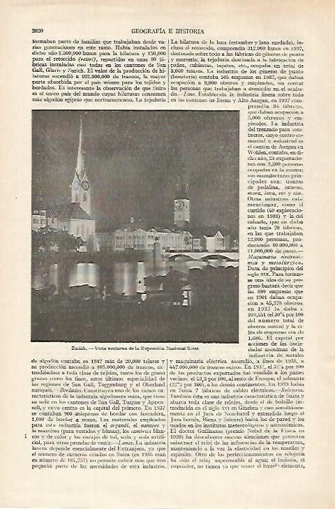 LAMINA ESPASA 27354: Vista nocturna de la Exposicion Nacional de Suiza
