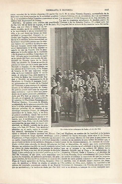 LAMINA ESPASA 27363: Los Reyes de Italia y Pio XII