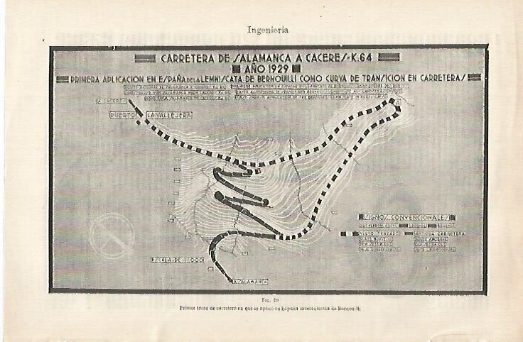 LAMINA ESPASA 27368: Plano de la carretera de Salamanca a Caceres de 1929