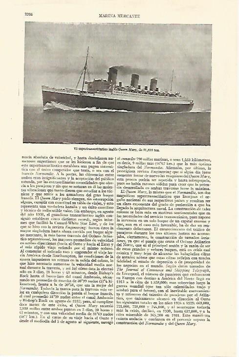 LAMINA ESPASA 27378: El transantlanticoQueen Mary 