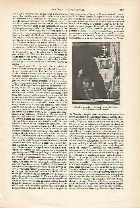 LAMINA ESPASA 27395: Mussolini en el Palacio de Venecia