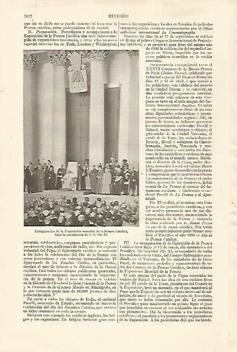LAMINA ESPASA 27412: Inauguracion de la Exposicion de la Prensa Catolica 
