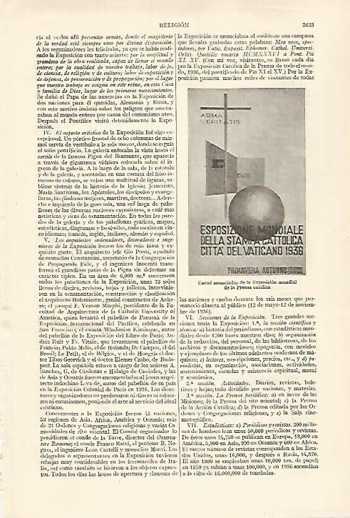 LAMINA ESPASA 27413: Cartel de la Exposicion Mundial de la Prensa Catolica