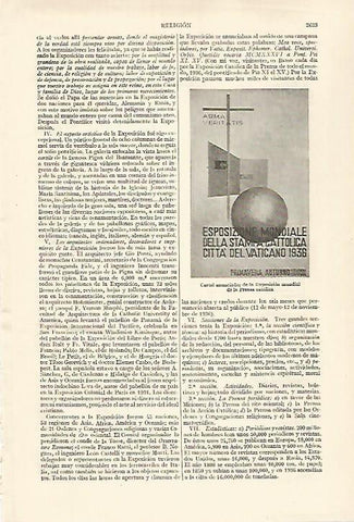 LAMINA ESPASA 27413: Cartel de la Exposicion Mundial de la Prensa Catolica