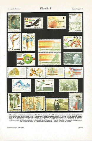 LAMINA ESPASA 27438: Sellos emitidos en España en 1985-1986