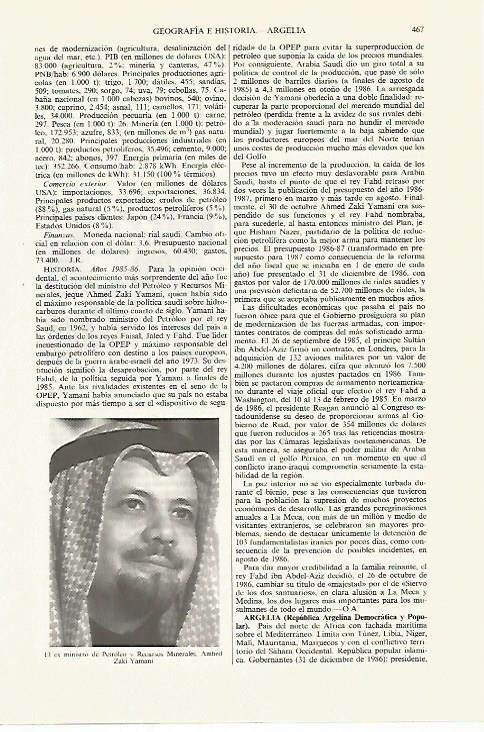 LAMINA ESPASA 27447: Ministro Ahmed Zaki Yamani de Argelia