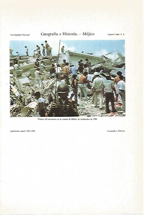 LAMINA ESPASA 27461: Terremoto de Mexico en 1986