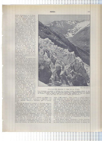 Lamina/sheet/feuille numerada 335/336: Suiza: Glaciar del rodano y paso de la Furka , Plano y vista macizo del Bernina