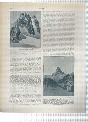 Lamina/sheet/feuille numerada 337/338: Suiza: Paso de la maloja y ventisquero de Goerner, Las Aiguilles Dorees y el Monte Cervino en suiza