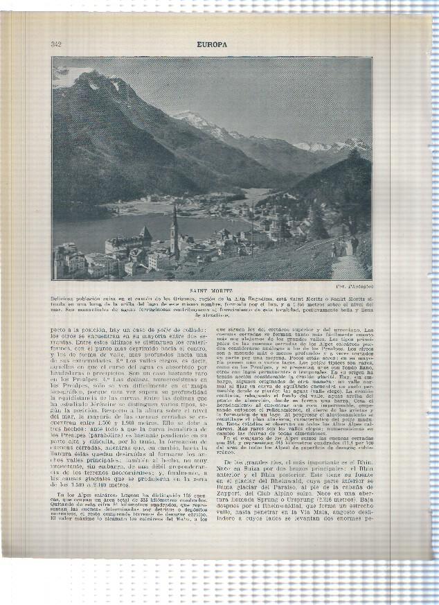 Lamina/sheet/feuille numerada 341/342: Suiza: El lago negro en Loetschental y vista de Saint Moritz