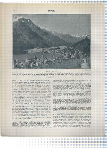 Lamina/sheet/feuille numerada 341/342: Suiza: El lago negro en Loetschental y vista de Saint Moritz