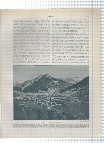 Lamina/sheet/feuille numerada 343/344: Suiza: Vista de Davos, Lago de los cuatro cantores y El rhin y las cascadas de Schaffhausen