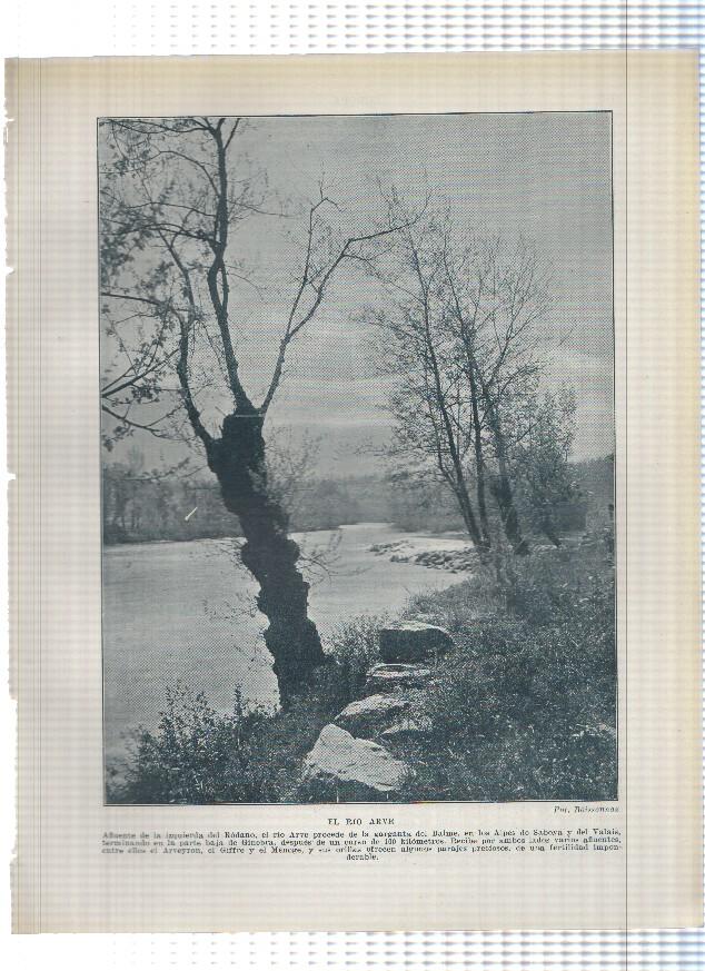 Lamina/sheet/feuille numerada 345/346: Suiza: El rio Arve y cascadas del INN cerca de Saint Mortiz