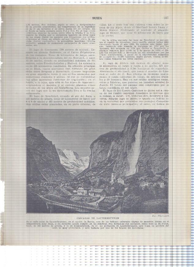 Lamina/sheet/feuille numerada 347/348: Suiza: Cascadas de Lauterbrunnen y Monasterio del Gran San Bernardo