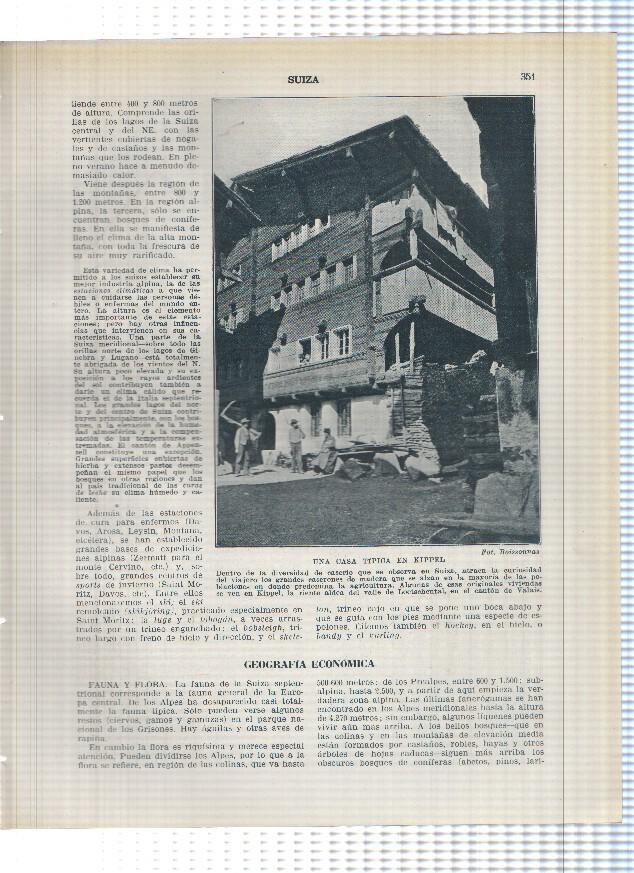 Lamina/sheet/feuille numerada 351/352: Suiza: casa tipica en Kippel y vacas lecheras en una aldea de los grisones