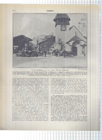 Lamina/sheet/feuille numerada 351/352: Suiza: casa tipica en Kippel y vacas lecheras en una aldea de los grisones