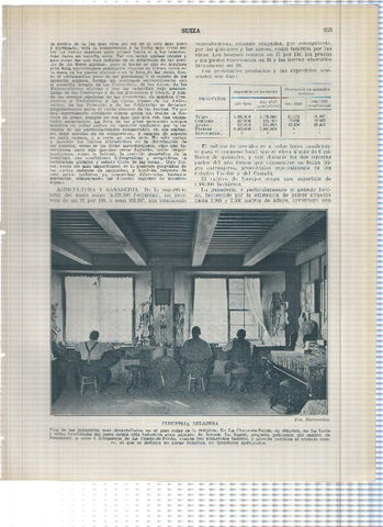 Lamina/sheet/feuille numerada 353/354: Suiza: taller industria relojera y Tunel del Simplon y Vista desde estacion ferrocarril de la Jungfrau