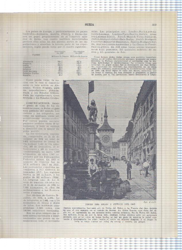 Lamina/sheet/feuille numerada 359/360: Suiza: torre del reloj y fuente del oso y vista de Zurich