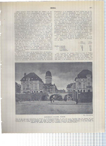 Lamina/sheet/feuille numerada 361/362: Suiza: Lindenhof Strasse en Zurich y Teatro Municipal de Zurich