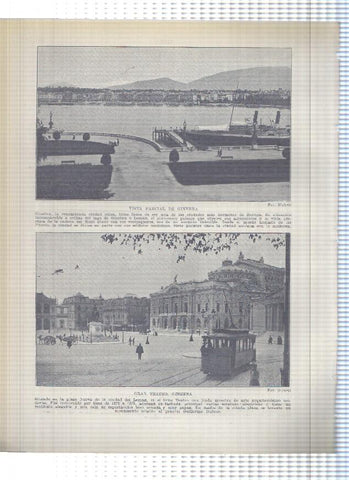 Lamina/sheet/feuille numerada 363/364: Suiza: Ayuntamiento de Basilea y Gran Teatro y vista parcial de Ginebra