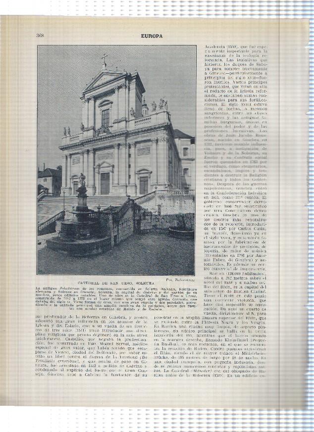 Lamina/sheet/feuille numerada 367/368: Suiza: Tribunal federal en Lausana y Catedral de San Urso en Soleura
