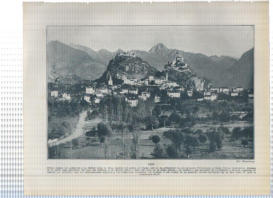 Lamina/sheet/feuille numerada 373/374: Suiza: Vista de Sion y la iglesia de Sainte Ursanne
