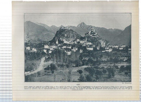 Lamina/sheet/feuille numerada 373/374: Suiza: Vista de Sion y la iglesia de Sainte Ursanne