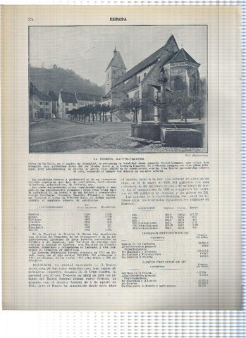 Lamina/sheet/feuille numerada 373/374: Suiza: Vista de Sion y la iglesia de Sainte Ursanne