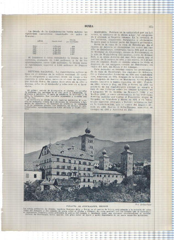 Lamina/sheet/feuille numerada 375/376: Suiza: Palacio de stockalper en Brigue y Dent du midi