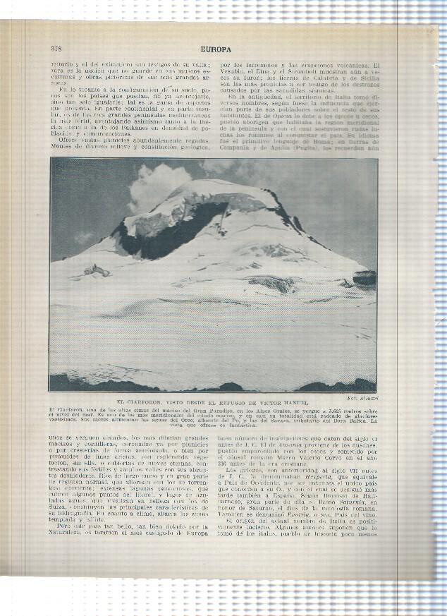 Lamina/sheet/feuille numerada 377/378: Italia: Vista de Roma y El ciarforon desde el refugio de Victor Manuel
