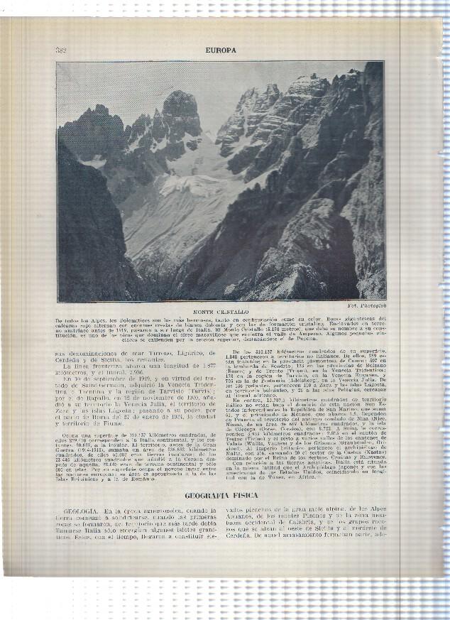 Lamina/sheet/feuille numerada 381/382: Italia: Monte della disgrazia y Monte Cristallo