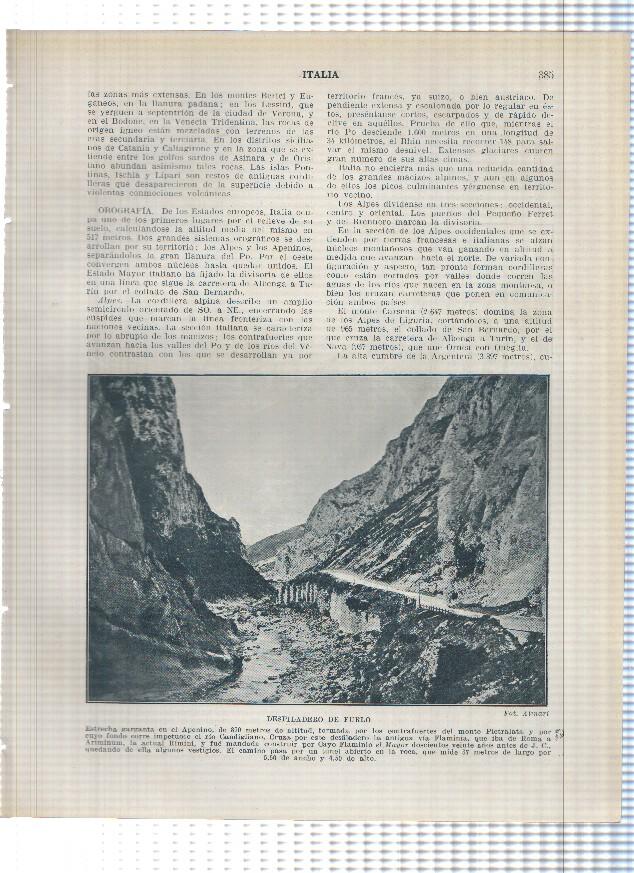 Lamina/sheet/feuille numerada 385/386: Italia: Desfiladero de Furlo y Crater del Vesubio
