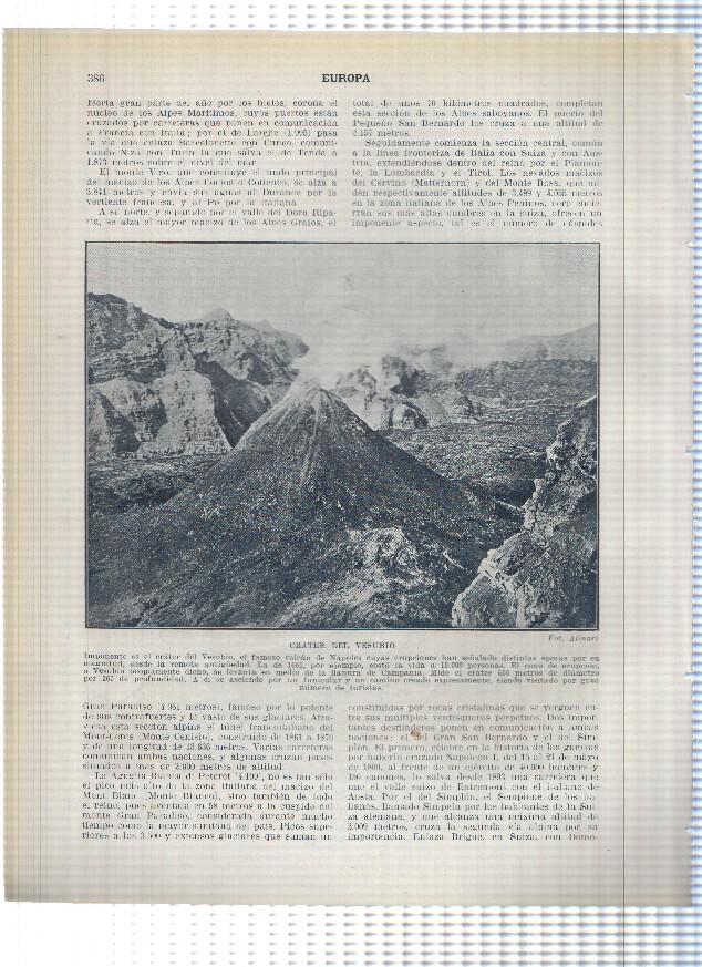 Lamina/sheet/feuille numerada 385/386: Italia: Desfiladero de Furlo y Crater del Vesubio