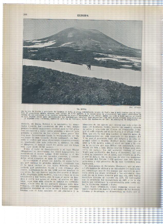 Lamina/sheet/feuille numerada 387/388: Italia: Napoles y el Vesubio, El Etna