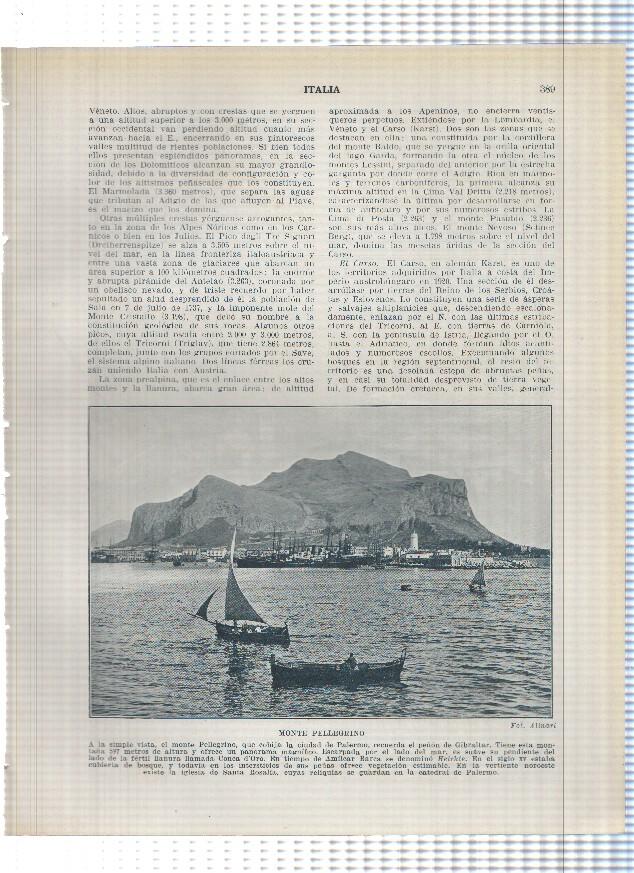 Lamina/sheet/feuille numerada 389/390: Italia: Monte Pellegrino y Planicie de Foligno desde Asis