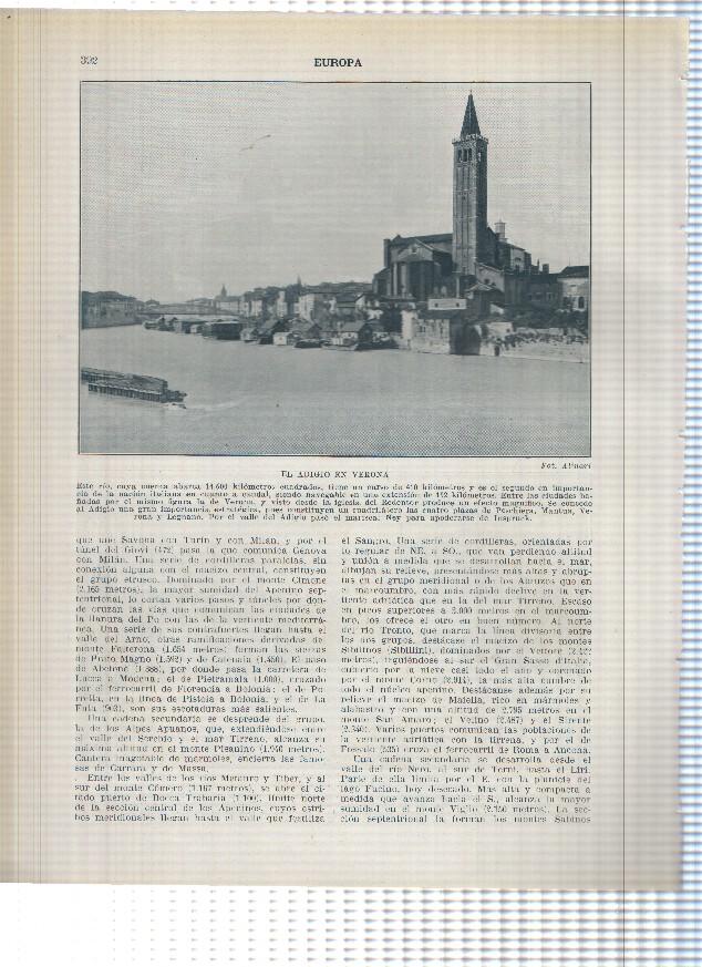Lamina/sheet/feuille numerada 391/392: Italia: El Po en Turin, El Brenta en bassano y El adigio en Verona