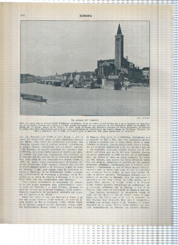 Lamina/sheet/feuille numerada 391/392: Italia: El Po en Turin, El Brenta en bassano y El adigio en Verona