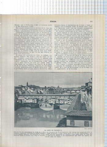 Lamina/sheet/feuille numerada 393/394: Italia: El Rio Arno en florencia y el Rio Critunno en Spoleto