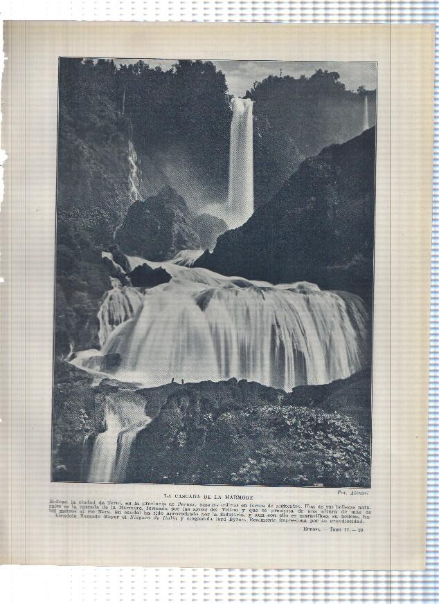 Lamina/sheet/feuille numerada 397/398: Italia: La cascada de la Marmore y El lago mayor y las islas Borromeo