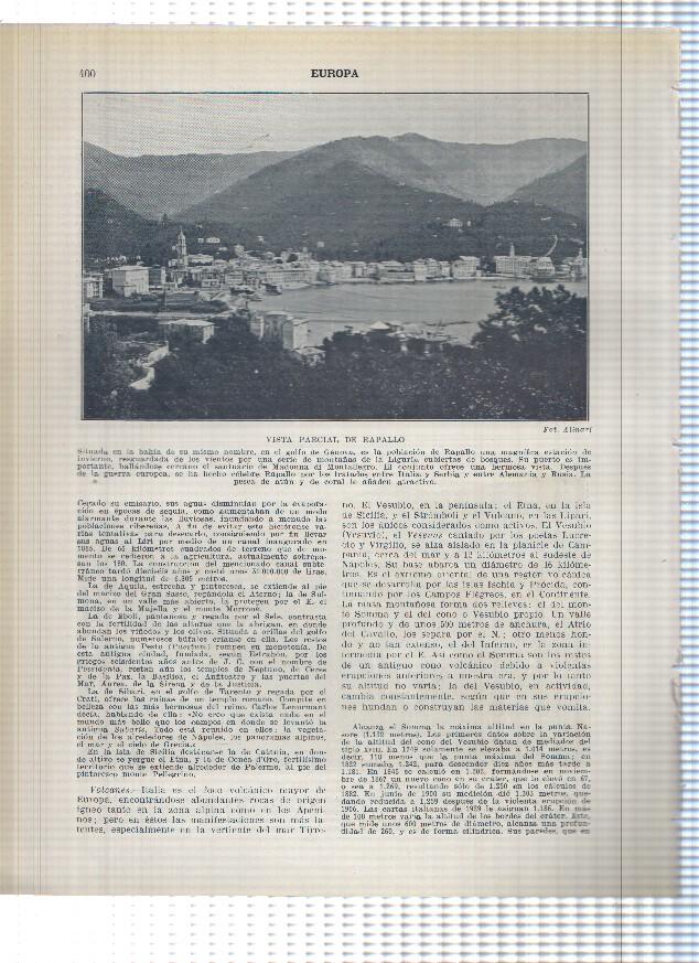 Lamina/sheet/feuille numerada 399/400: Italia: vista de San Remo y Rapallo