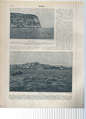 Lamina/sheet/feuille numerada 403/404: Italia: vista de Ancona, Cabo Figari y Cagliari