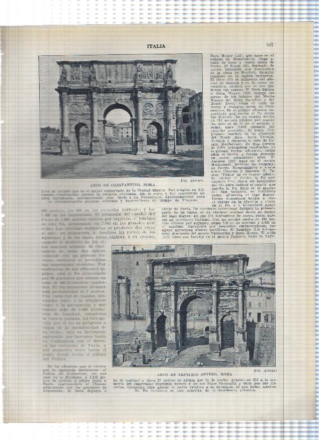 Lamina/sheet/feuille numerada 407/408: Italia: Arco de Constantino y Septimo Servero, via apia y puerta San Sebastia y 