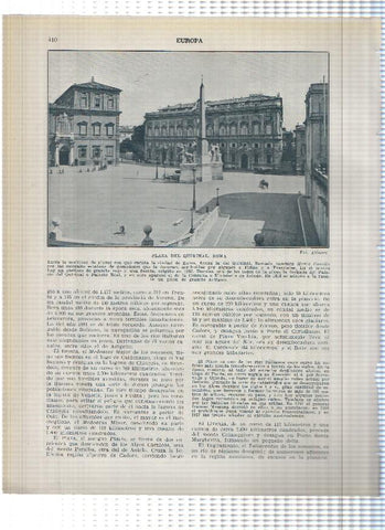 Lamina/sheet/feuille numerada 409/410: Italia: Vista de Roma desde la cupula de San pedro y Plaza del Quirinal en Roma 
