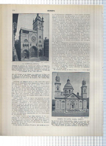 Lamina/sheet/feuille numerada 417/418: Italia: Vista de Genova, Catedral e Iglesia Santa Maria en Genova