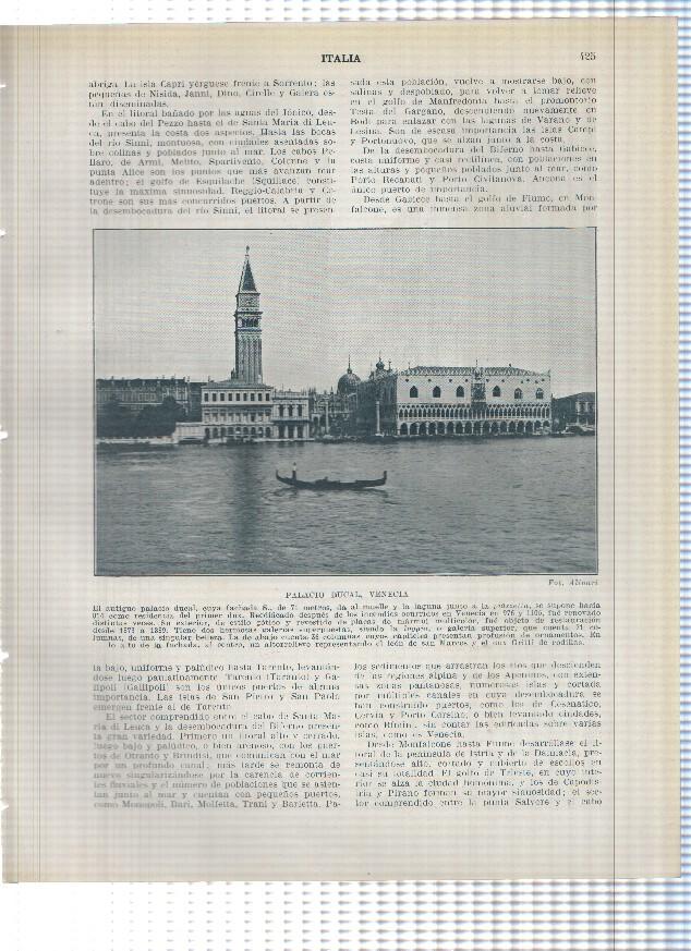 Lamina/sheet/feuille numerada 425/426: Italia: Palacio Ducal y Rio de Santa Maria en Venecia