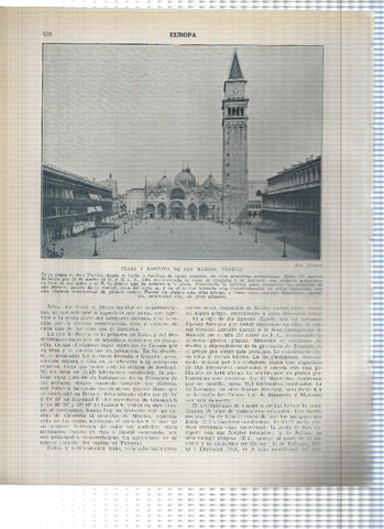 Lamina/sheet/feuille numerada 427/428: Italia: Puente de Rialto y Plaza y Basilica de San Marcos en Venecia