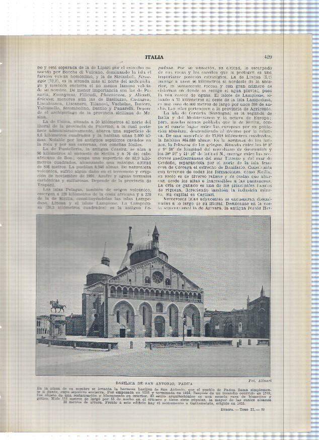 Lamina/sheet/feuille numerada 429/430: Italia: Basilica de San Antonio en Padua y La catedral de Ferrara