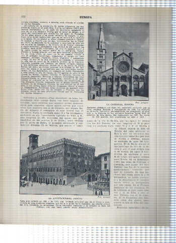 Lamina/sheet/feuille numerada 431/432: Italia: Catedral de Lucca, Catedral de Modena y Ayuntamiento de Perusa