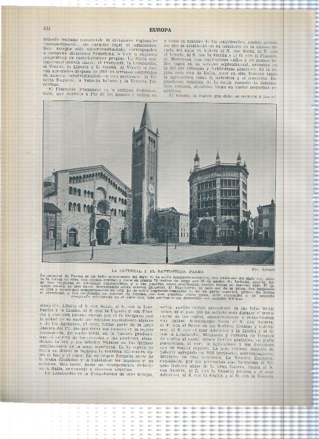 Lamina/sheet/feuille numerada 433/434: Italia: Catedral y El Baptisterio de Pisa y de Parma