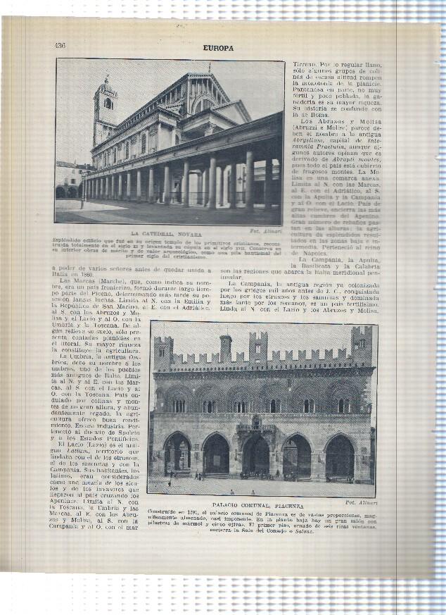 Lamina/sheet/feuille numerada 435/436: Italia: Las Arenas en Pola, Castillo Ducal de los Gonzaga en Mantua, 